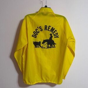 RARE! Vtg 70's Pla Jac by Dunbrooke Yellow Nylon Windbreaker “Doc’s Remedy”